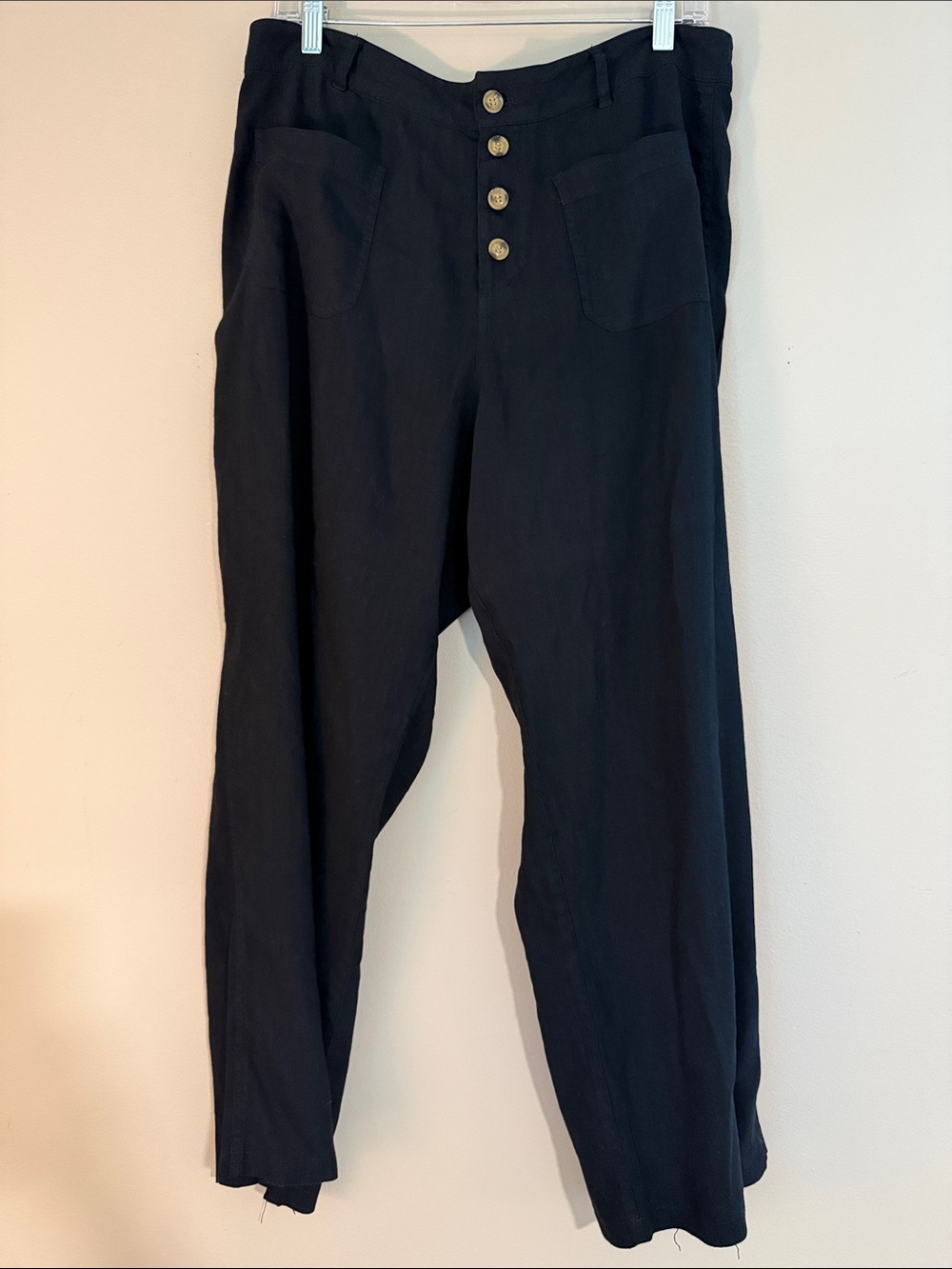 Alp N Rock Phoebe Flare Leg Pants in black Linen Blend Button-Front Pants Large